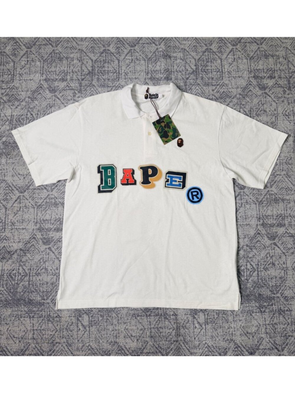 BAPE Multi Fonts Relaxed Fit Polo White